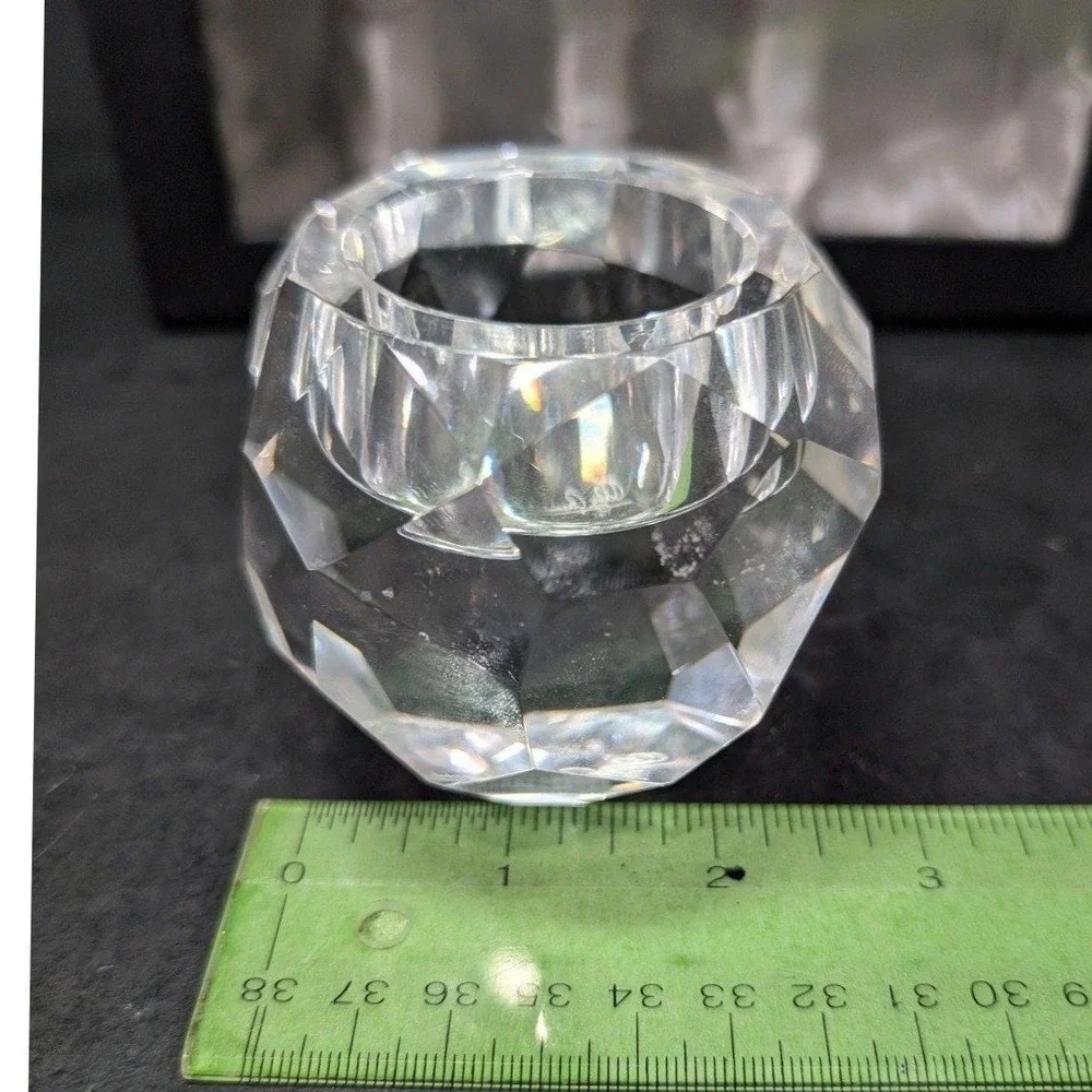 Oleg Cassini Crystal Napkin Rings & Candle Holder, Five Piece Bundle,‎ Tableware